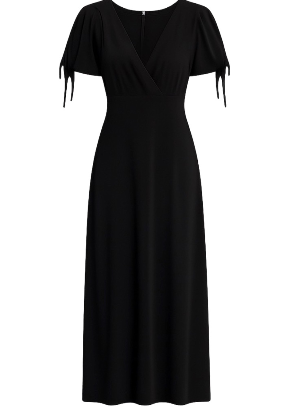 Elegant Black V-Neck OCOC Maxi Dress with Tie Sleeve Detail